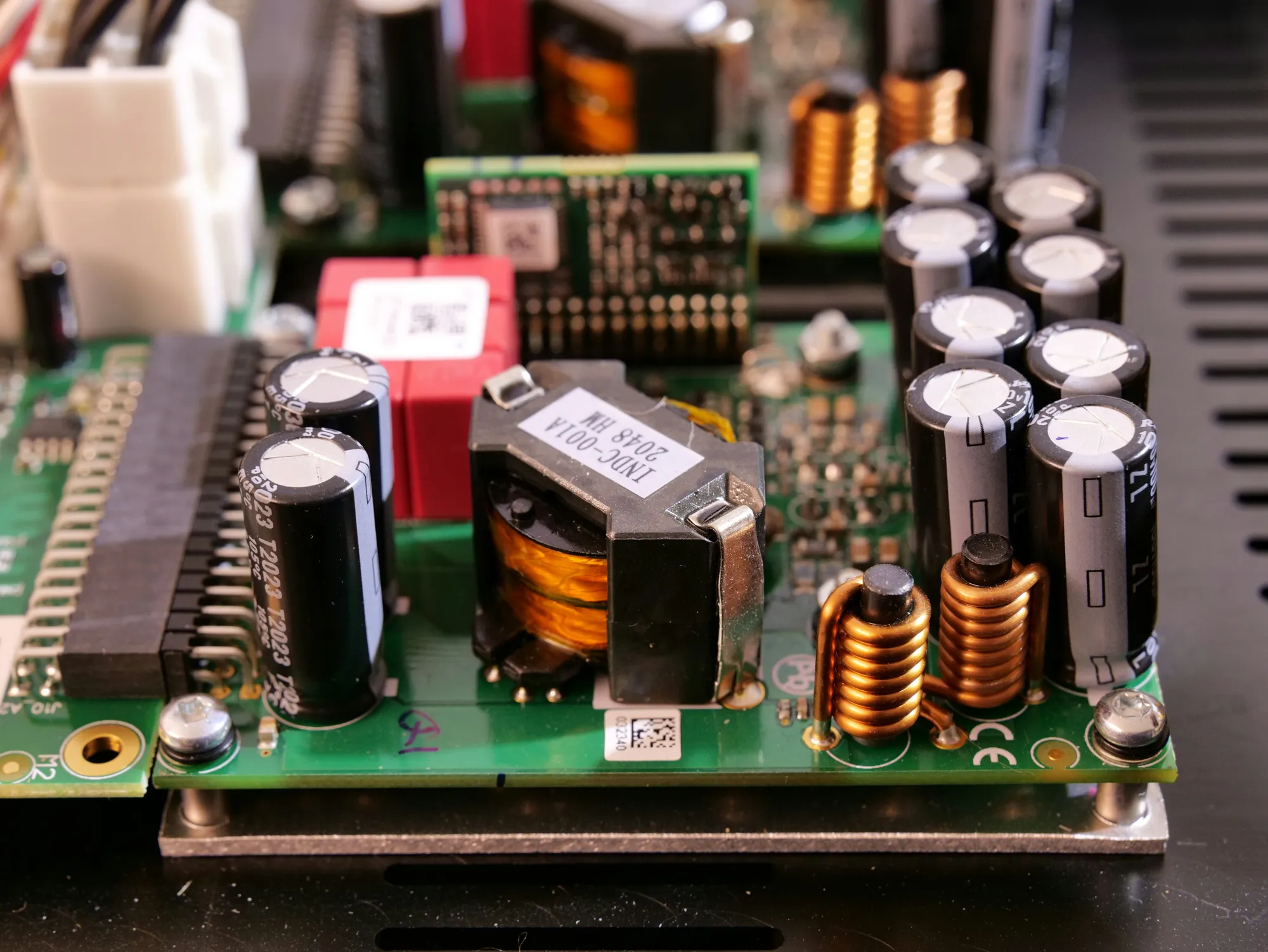 Close-up of a circuit board, a major end use for copper
